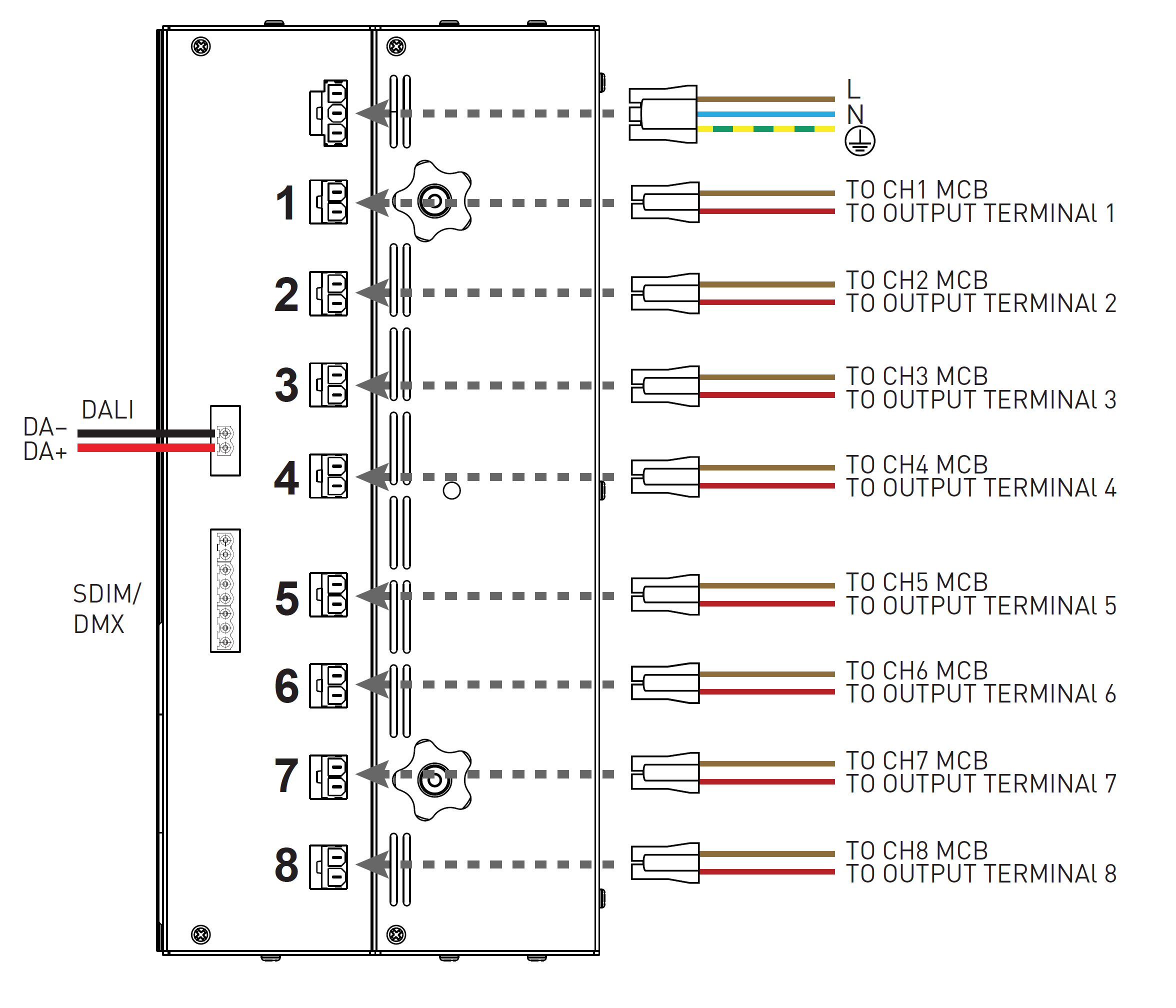 Bộ DIMMER Helvar - 458/UNI8 8 × 6 A Universal Dimmer Module