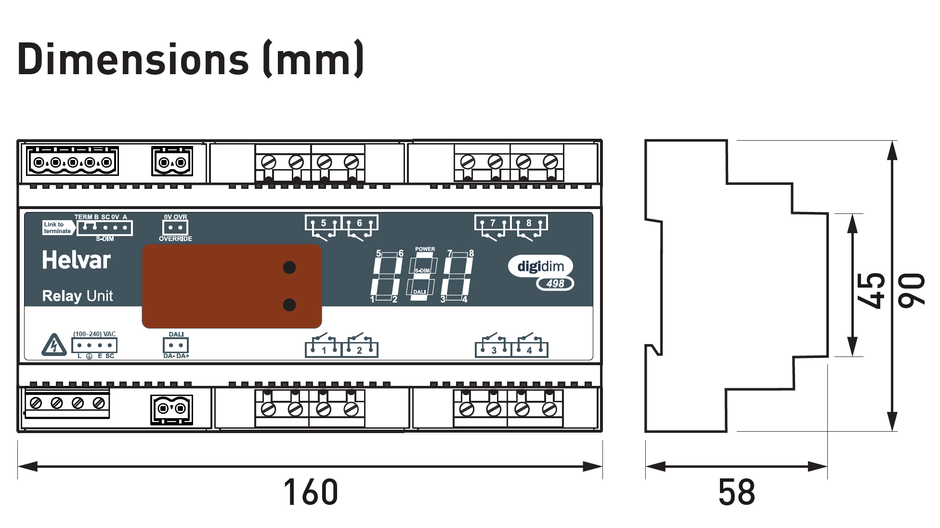 Bộ Relay Helvar - 498 8 × 16 A Relay Unit